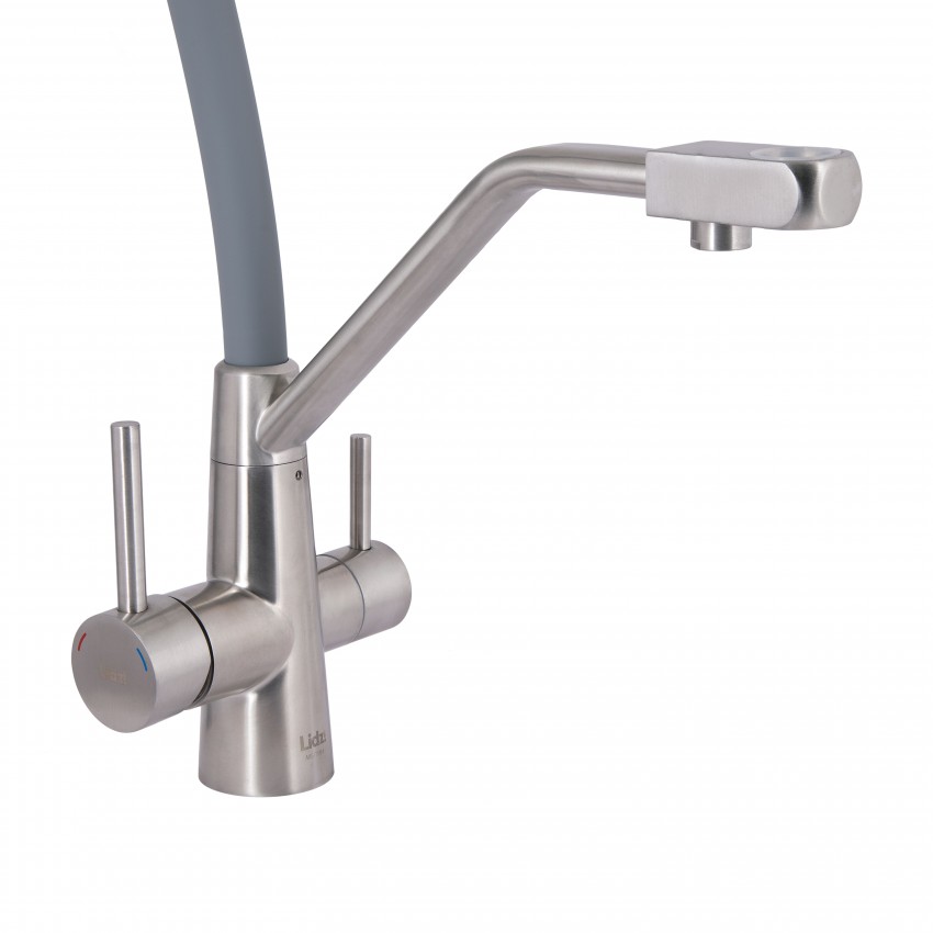 Змішувач для кухні Aria 020F3, Nickel/Grey (k35) з гнучким виливом і підключенням для питної води LDARI020F3GNK39211 Lidz LIDZ фото 2
