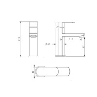 Змішувач для раковини низький Luna 001F, Nickel (k35) LDLUN001FNKS46094 Lidz LIDZ фото 1