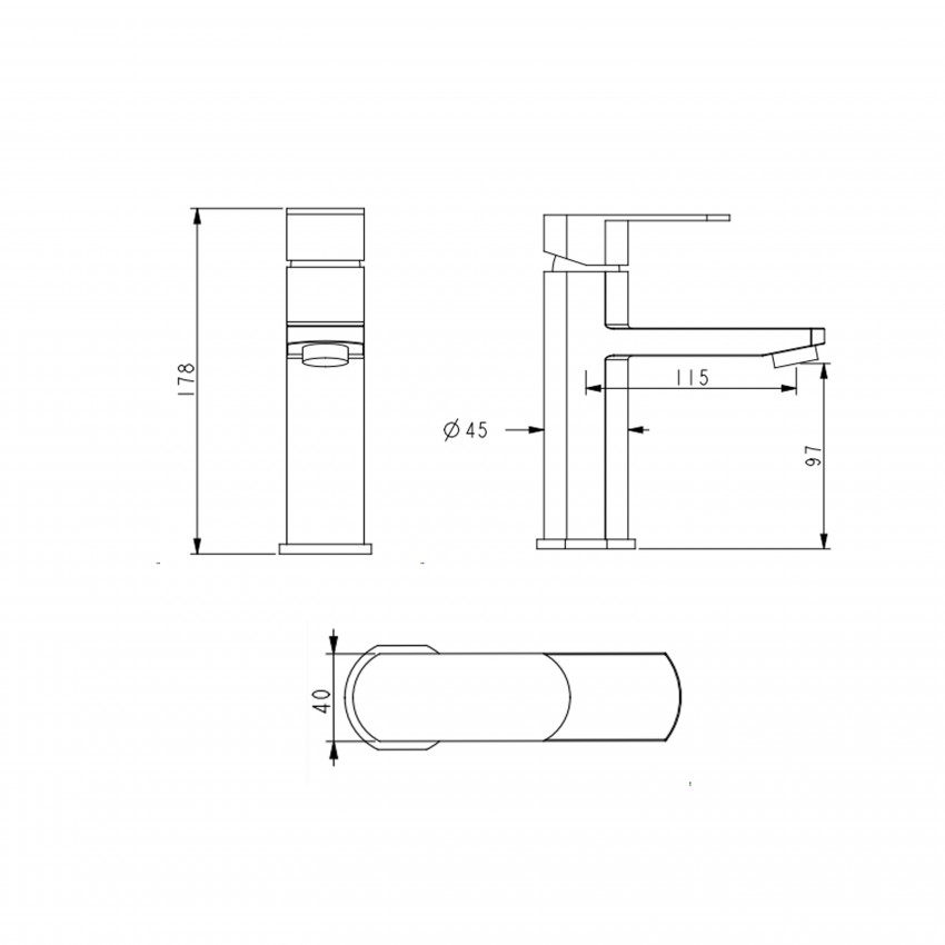 Змішувач для раковини низький Luna 001F, Nickel (k35) LDLUN001FNKS46094 Lidz LIDZ фото 1