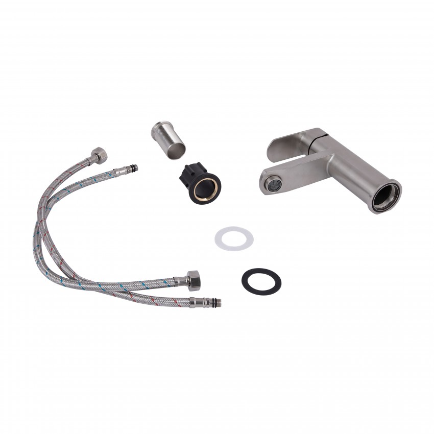 Змішувач для раковини низький Luna 001F, Nickel (k35) LDLUN001FNKS46094 Lidz LIDZ фото 3