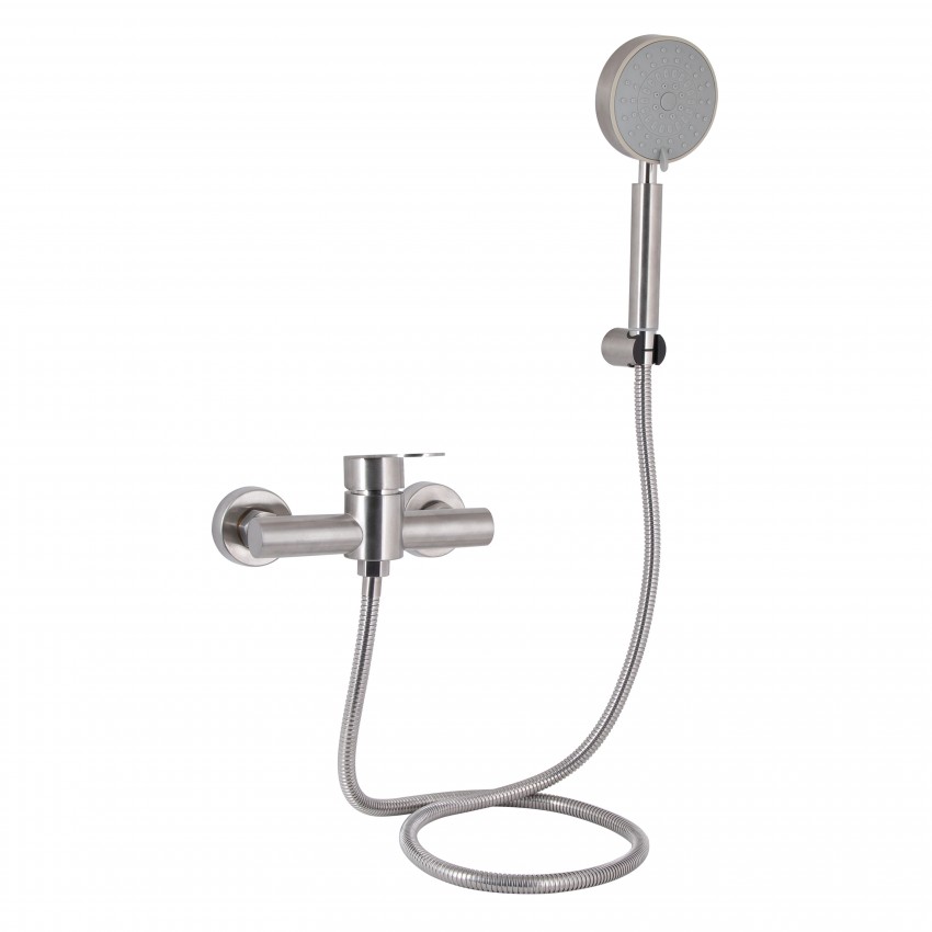 Змішувач для душу Luna 010, Nickel (k35) з душовим гарнітуром LDLUN010NKS46095 Lidz LIDZ