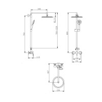 Душова система для душу Aria 1020, Nickel (k35) на два споживача LDARI1020NKS46114 Lidz LIDZ фото 1