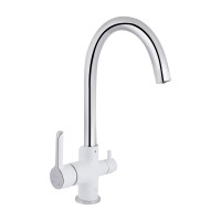 Змішувач для кухні Grand, Chrome/White (k35) з підключенням для питної води QTGRA362CRW45668 Qtap