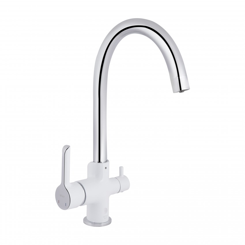 Змішувач для кухні Grand, Chrome/White (k35) з підключенням для питної води QTGRA362CRW45668 Qtap QTAP