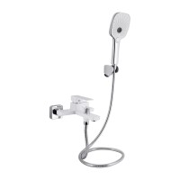Змішувач для ванни Gemini, Chrome/White (k35) з душовим гарнітуром QTGEM259CRW45683 Qtap
