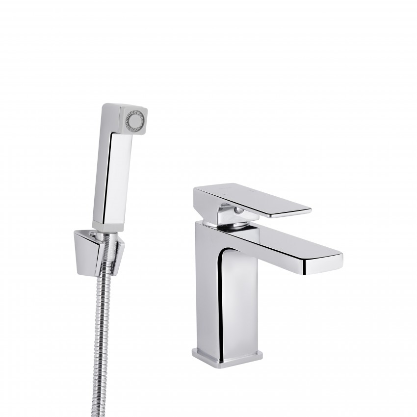 Змішувач для раковини Gemini, Chrome (k35) з гігієнічним душем QTGEM272CRM45689 Qtap QTAP
