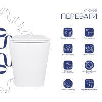 Унітаз підлоговий Tern Ultra Quiet 560x340x400 мм, White, з сидінням Slim Duroplast/ Soft-close/ Quick Release QT17223303AW Qtap QTAP фото 3