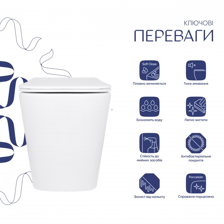 Унітаз підлоговий Tern Ultra Quiet 560x340x400 мм, White, з сидінням Slim Duroplast/ Soft-close/ Quick Release QT17223303AW Qtap QTAP фото 3
