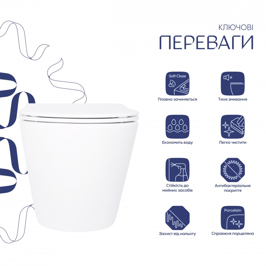 Унітаз підлоговий Robin Ultra Quiet 560x360x420 мм, White з сидінням Slim Duroplast/ Soft-close/ Quick Release QT13223381AW Qtap QTAP фото 3