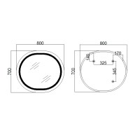 Дзеркало настінне Gemini (GE1) 800х700 мм, овальне, з LED-підсвіткою Touch, антизапотіванням, димером, рег. темп. кольору (3000-6500K), Reverse Qtap QTAP фото 1