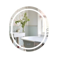 Дзеркало настінне Gemini (GE1) 800х700 мм, овальне, з LED-підсвіткою Touch, антизапотіванням, димером, рег. темп. кольору (3000-6500K), Reverse Qtap