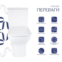 Унітаз підлоговий Aries Rimless 620x360x800 мм, White, з сидінням Slim Duroplast/ Soft-close/ Quick Release QT03228302W Qtap QTAP фото 2