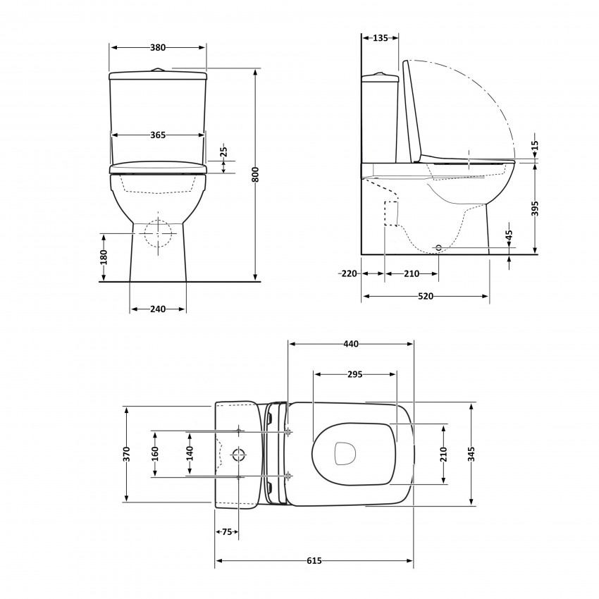 Унітаз підлоговий Aries Rimless 620x360x800 мм, White, з сидінням Slim Duroplast/ Soft-close/ Quick Release QT03228302W Qtap QTAP фото 1