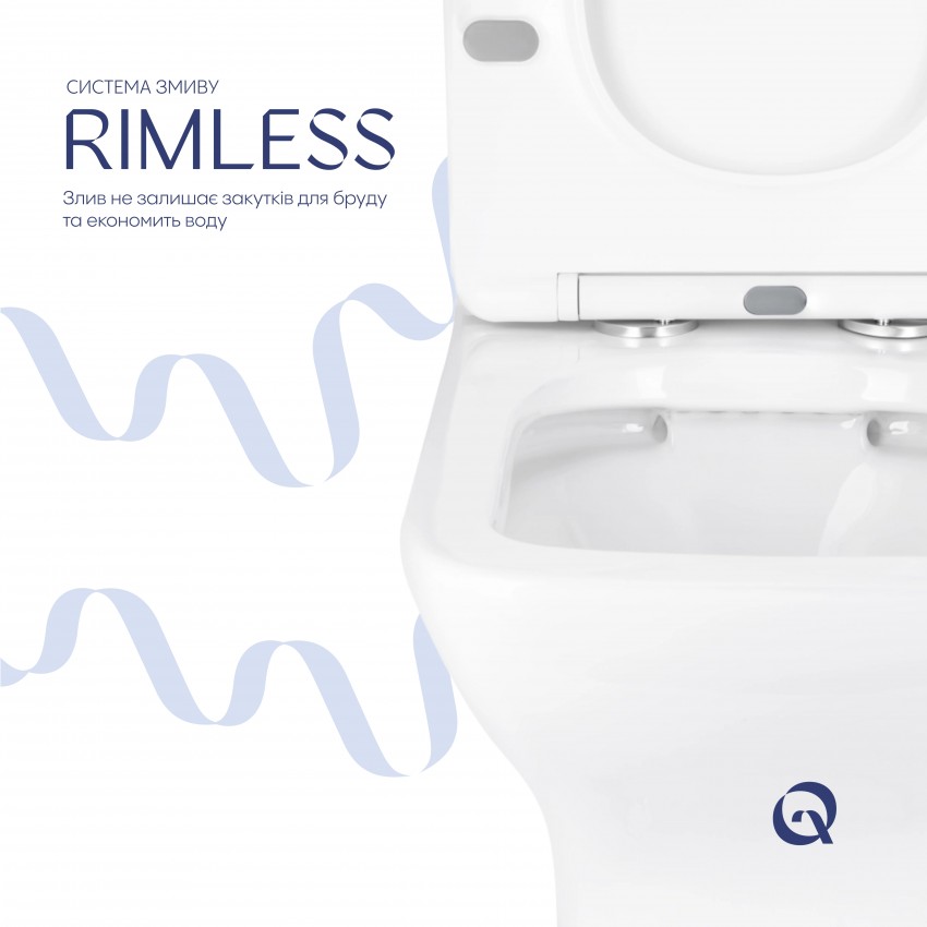 Унітаз підлоговий Aries Rimless 620x360x800 мм, White, з сидінням Slim Duroplast/ Soft-close/ Quick Release QT03228302W Qtap QTAP фото 4
