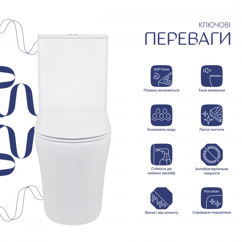Унітаз підлоговий Virgo Ultra Quiet 660x360x855 мм, White, з сидінням Slim Duroplast/ Soft-close/ Quick Release QT18226092AW Qtap QTAP фото 2