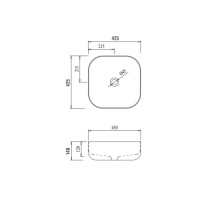 Раковина накладна Kolibri 425х425х140 мм, White, квадратна, без донного клапана QT1011K396WN Qtap QTAP фото 1