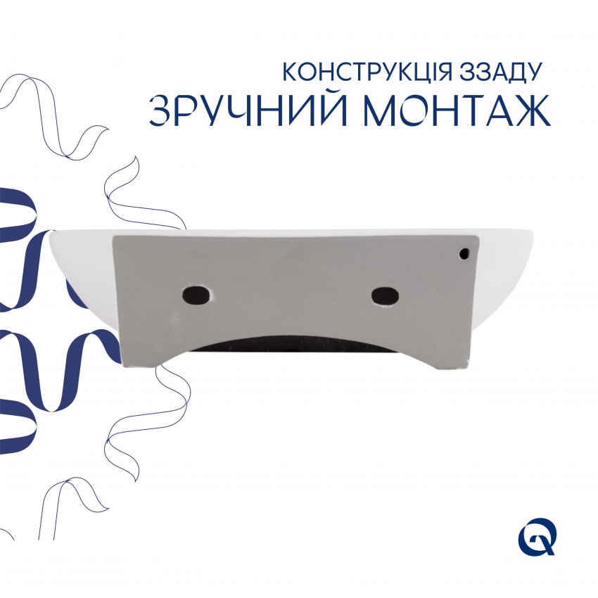 Раковина підвісна/накладна Cardinal 565х400х130 мм, White, овальна, без донного клапана QT0411K177WN Qtap QTAP фото 4