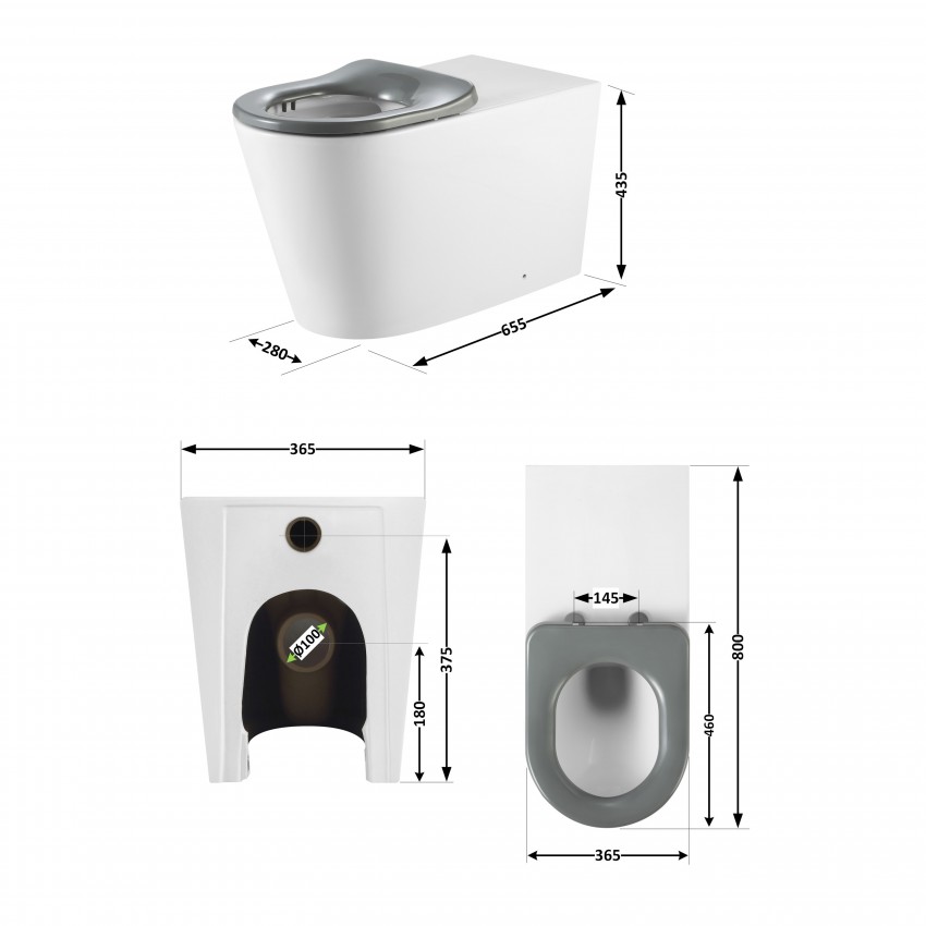 Унітаз підлоговий Freedom Rimless 800x365x435 мм, White, інклюзивний з сидінням Slim Duroplast/ Soft-close/ Quick Release QT22223368W Qtap QTAP фото 1