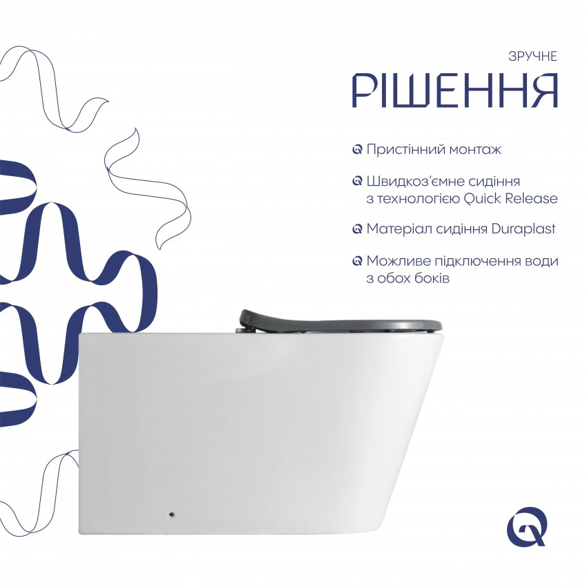 Унітаз підлоговий Freedom Rimless 800x365x435 мм, White, інклюзивний з сидінням Slim Duroplast/ Soft-close/ Quick Release QT22223368W Qtap QTAP фото 4