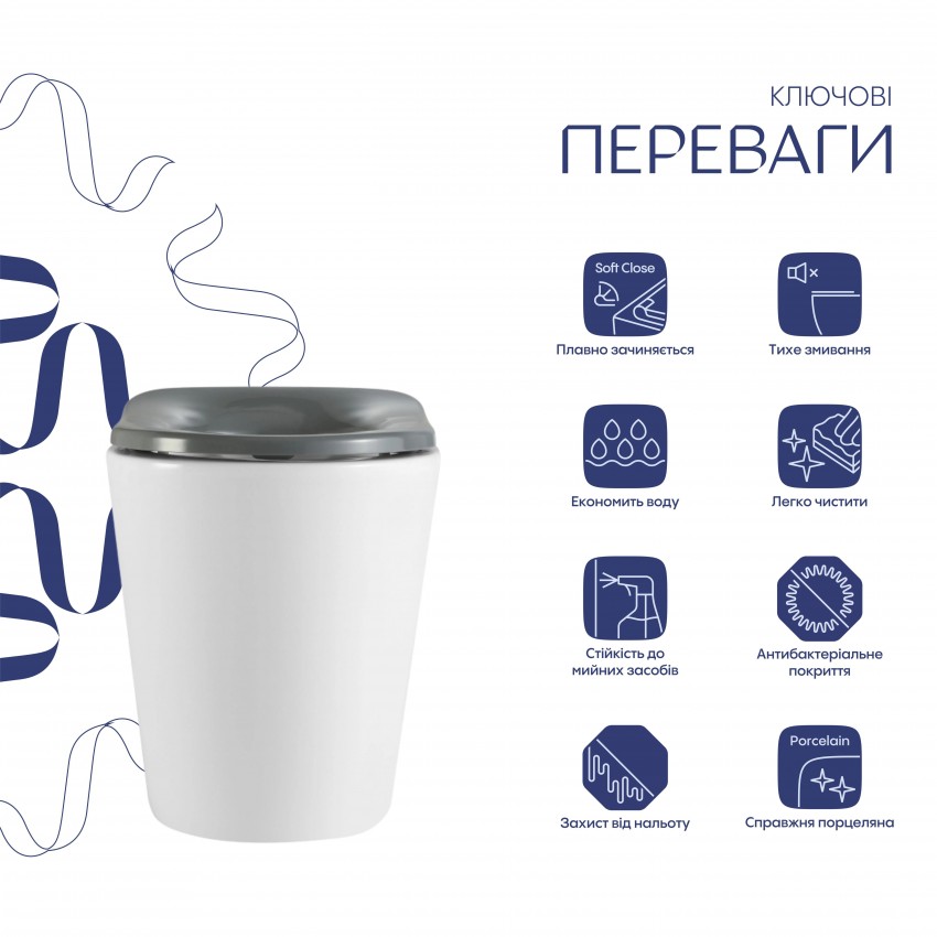 Унітаз підлоговий Freedom Rimless 800x365x435 мм, White, інклюзивний з сидінням Slim Duroplast/ Soft-close/ Quick Release QT22223368W Qtap QTAP фото 3