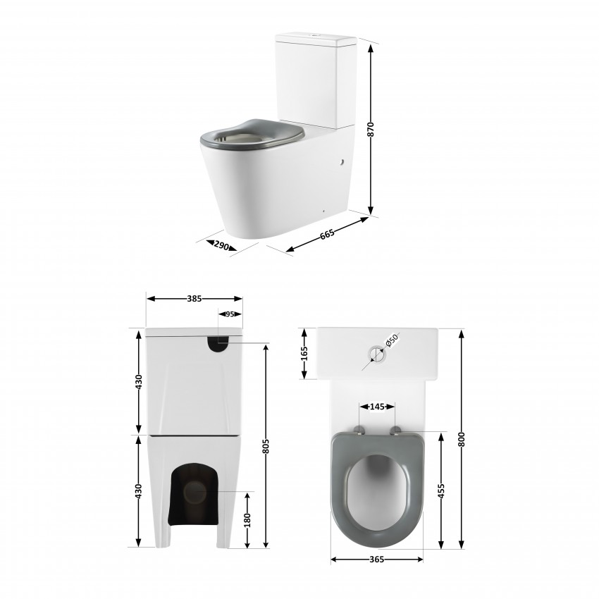 Унітаз підлоговий Freedom Rimless 800x365x870 мм, White, інклюзивний з сидінням Slim Duroplast/ Soft-close/ Quick Release QT22226098W Qtap QTAP фото 1