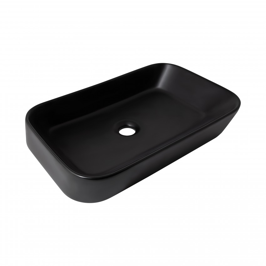 Раковина накладна Scorpio 550х390х120 мм, Matt Black, прямокутна, без донного клапана QT14112243MBN Qtap QTAP