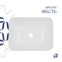 Комплект Qtap Scorpio: Раковина врізна прямокутна 510х390х145 мм White + Донний клапан PU02 QTAP фото 3
