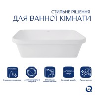Комплект Qtap Scorpio: Раковина врізна прямокутна 510х390х145 мм White + Донний клапан PU02 QTAP фото 2