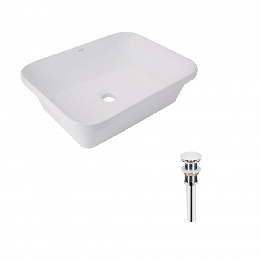 Комплект Qtap Scorpio: Раковина врізна прямокутна 510х390х145 мм White + Донний клапан PU02 QTAP