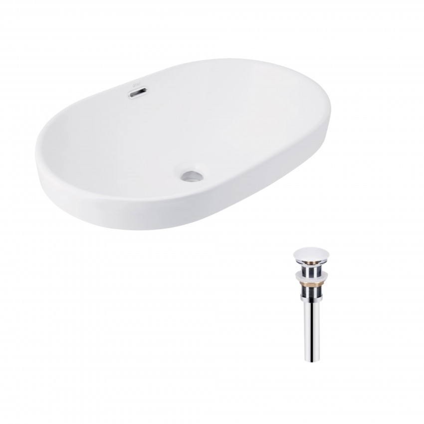 Комплект Qtap Leo: Раковина врізна овальна 590x400x170 мм White + Донний клапан PU02O QTAP