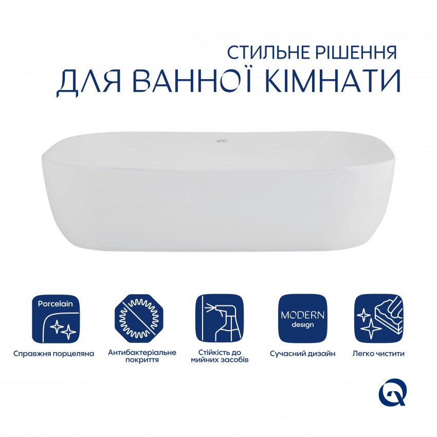 Комплект Qtap Robin: Раковина накладна прамокутна 600x390x150 мм White + Донний клапан PU02 QTAP фото 2