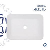 Комплект Qtap Virgo: Раковина накладна прамокутна 490х350х110 мм White + Донний клапан PU02 QTAP фото 3