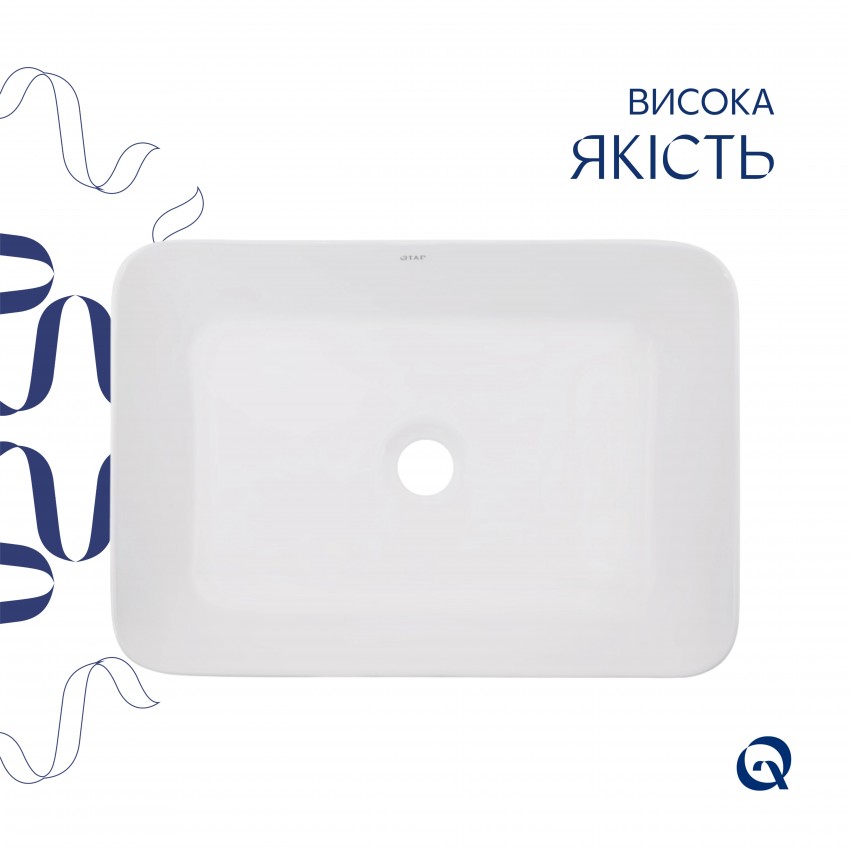 Комплект Qtap Virgo: Раковина накладна прамокутна 490х350х110 мм White + Донний клапан PU02 QTAP фото 3