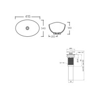 Комплект Qtap Dove: Раковина накладна овальна 415x340x140 мм White + Донний клапан PU02 QTAP фото 1