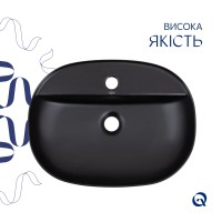 Комплект Qtap Scorpio: Раковина накладна овальна 500x380x120 мм Matt Black + Донний клапан PU03 QTAP фото 3