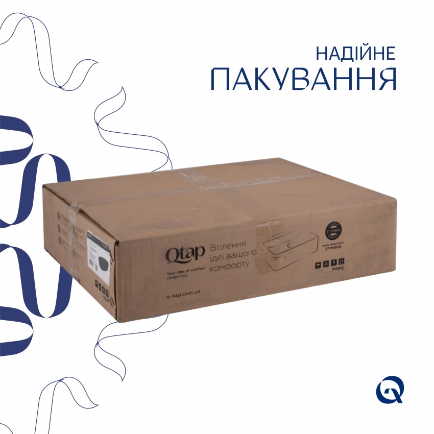 Комплект Qtap Scorpio: Раковина накладна овальна 500x380x120 мм Matt Black + Донний клапан PU03 QTAP фото 4