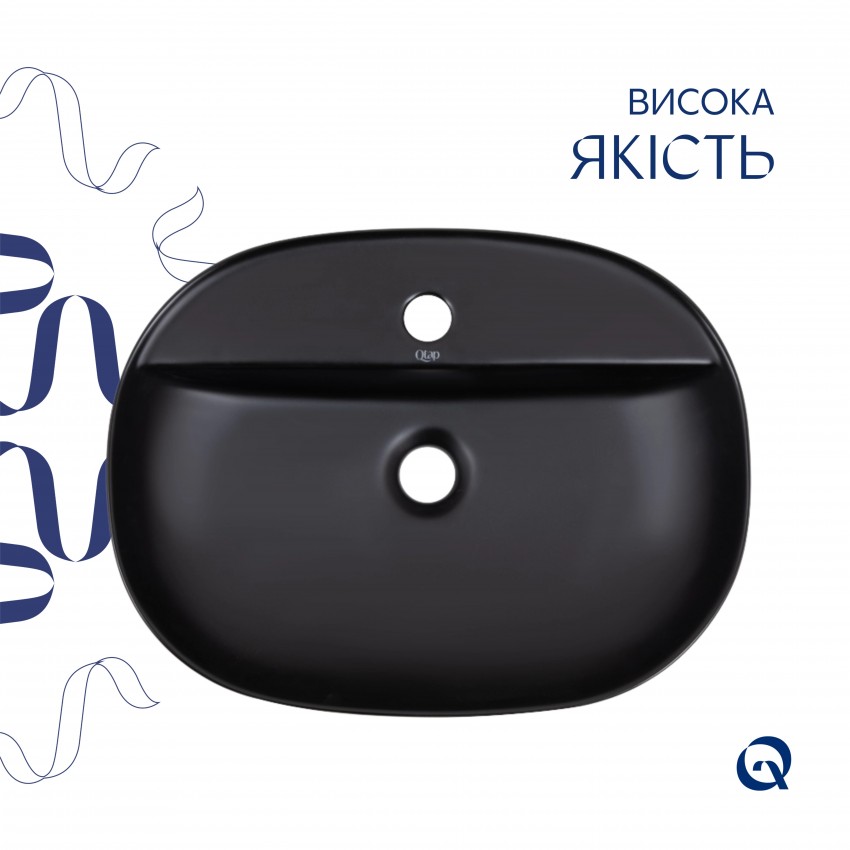 Комплект Qtap Scorpio: Раковина накладна овальна 500x380x120 мм Matt Black + Донний клапан PU03 QTAP фото 3
