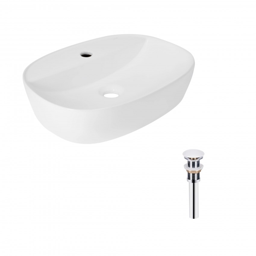 Комплект Qtap Scorpio: Раковина накладна овальна 500x380x120 мм White + Донний клапан PU02 QTAP
