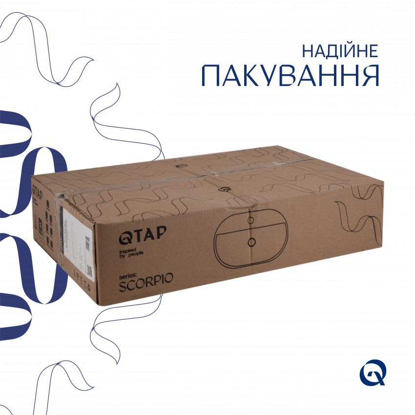 Комплект Qtap Scorpio: Раковина накладна овальна 600х400х120 мм White + Донний клапан PU02 QTAP фото 4