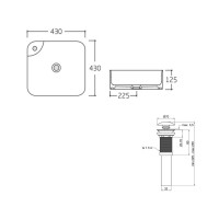 Комплект Qtap Stork: Раковина накладна квадратна 430x430x125 мм White + Донний клапан PU02 QTAP фото 1