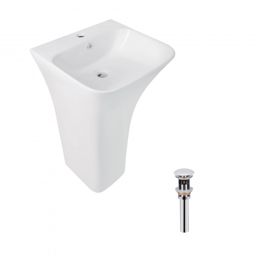 Комплект Qtap Crow: Раковина напольна моноблок 445x420x840 мм White + Донний клапан PU02O QTAP