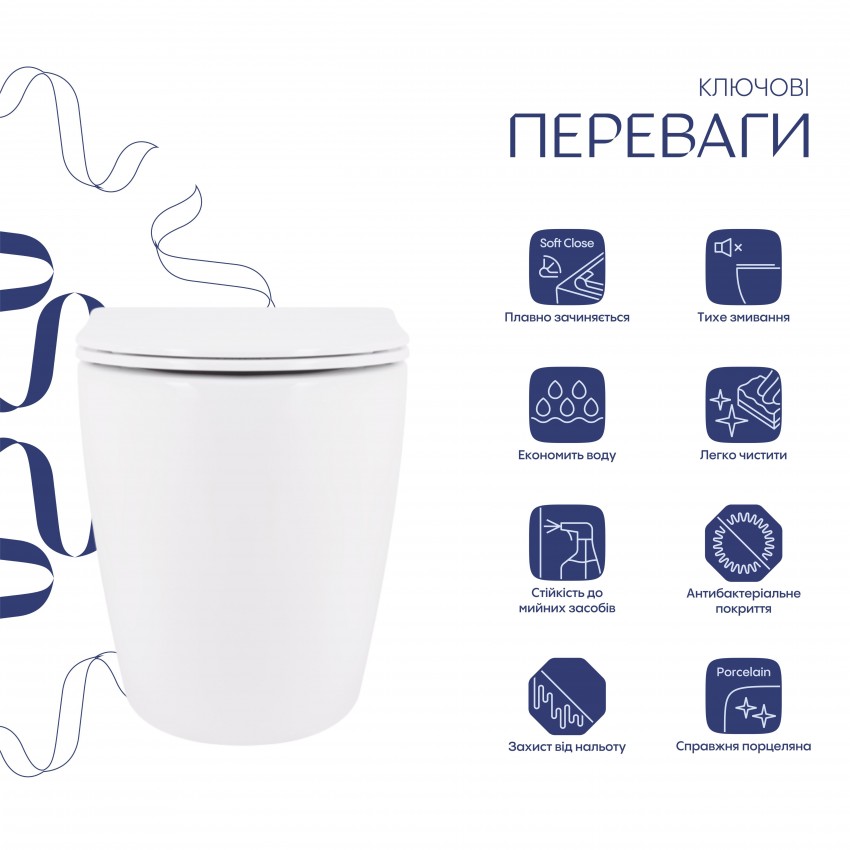 Унітаз підвісний Robin Ultra Quiet 520x365x365 мм, White, з сидінням Slim Duroplast/ Soft-close/ Quick Release QT13332381AW Qtap QTAP фото 3
