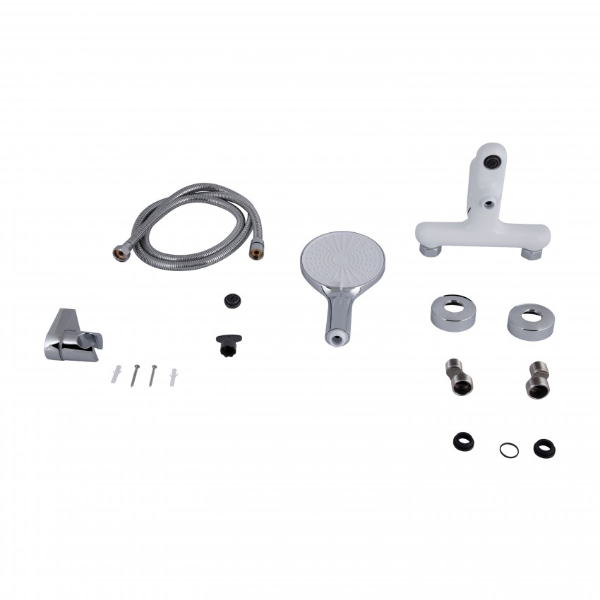 Змішувач для ванни Jay, Chrome/White (k35) з душовим гарнітуром QTJAY259CRW45553 Qtap QTAP фото 4