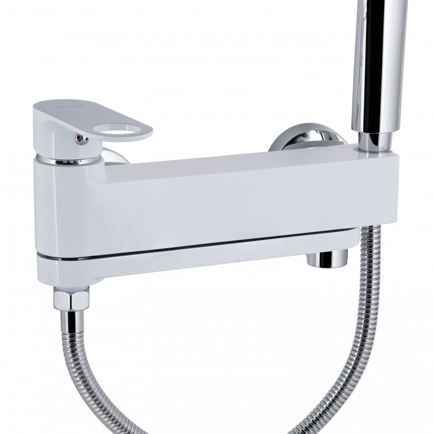 Змішувач для ванни Jay, Chrome/White (k35) з поворотним виливом та душовим гарнітуром QTJAY260CRW45554 Qtap QTAP фото 3