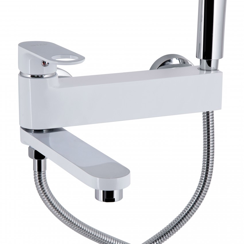 Змішувач для ванни Jay, Chrome/White (k35) з поворотним виливом та душовим гарнітуром QTJAY260CRW45554 Qtap QTAP фото 2