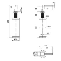 Дозатор для миючого засобу LK117, Brushed Steel квадратний LDLK117BRU46399 Lidz LIDZ фото 1