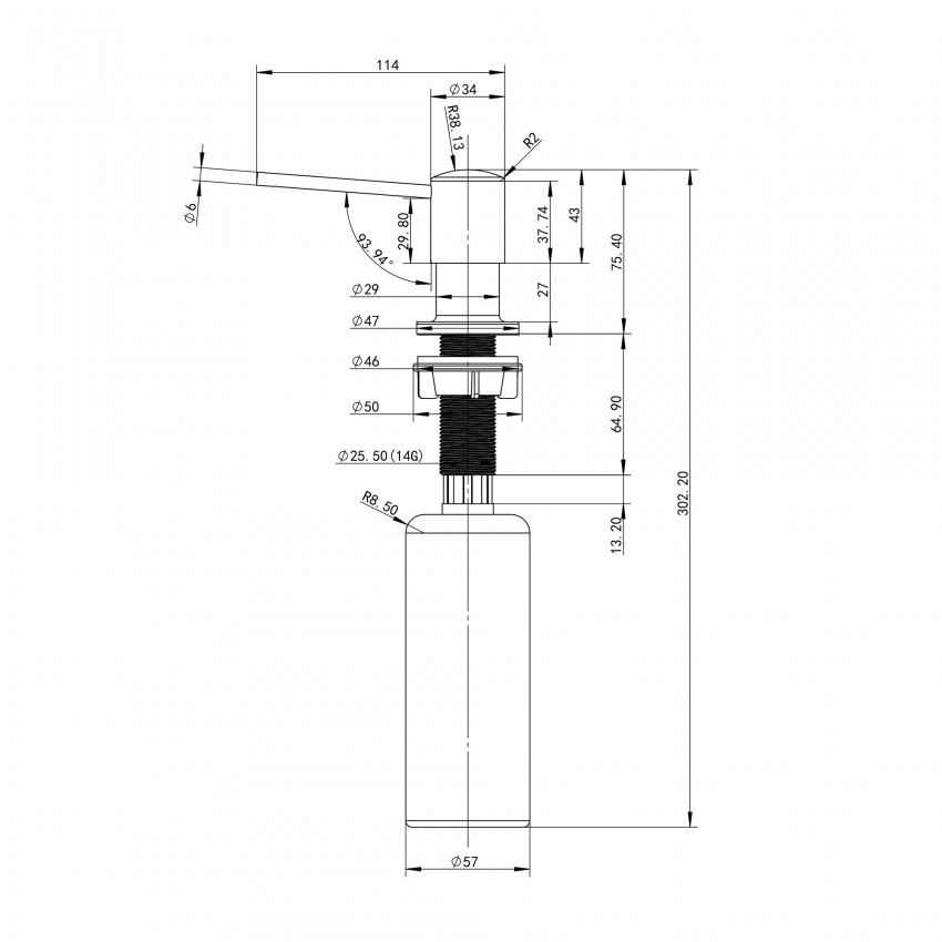 Дозатор для миючого засобу LK118, Brushed Steel круглий LDLK118BRU46400 Lidz LIDZ фото 1