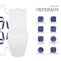 Унітаз підлоговий Jay Ultra Quiet 640x360x835 мм, White, з сидінням Slim Duroplast/ Soft-close/ Quick Release QT07222175TW Qtap QTAP фото 2