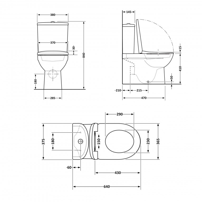 Унітаз підлоговий Jay Ultra Quiet 640x360x835 мм, White, з сидінням Slim Duroplast/ Soft-close/ Quick Release QT07222175TW Qtap QTAP фото 1