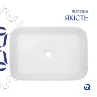 Раковина накладна Virgo N 560х380х130 мм, White, прямокутна, без донного клапана QT18116308W Qtap QTAP фото 3